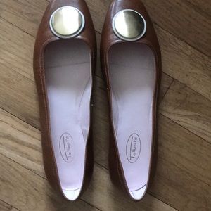 Talbots Natural Flats with Gold Detail.